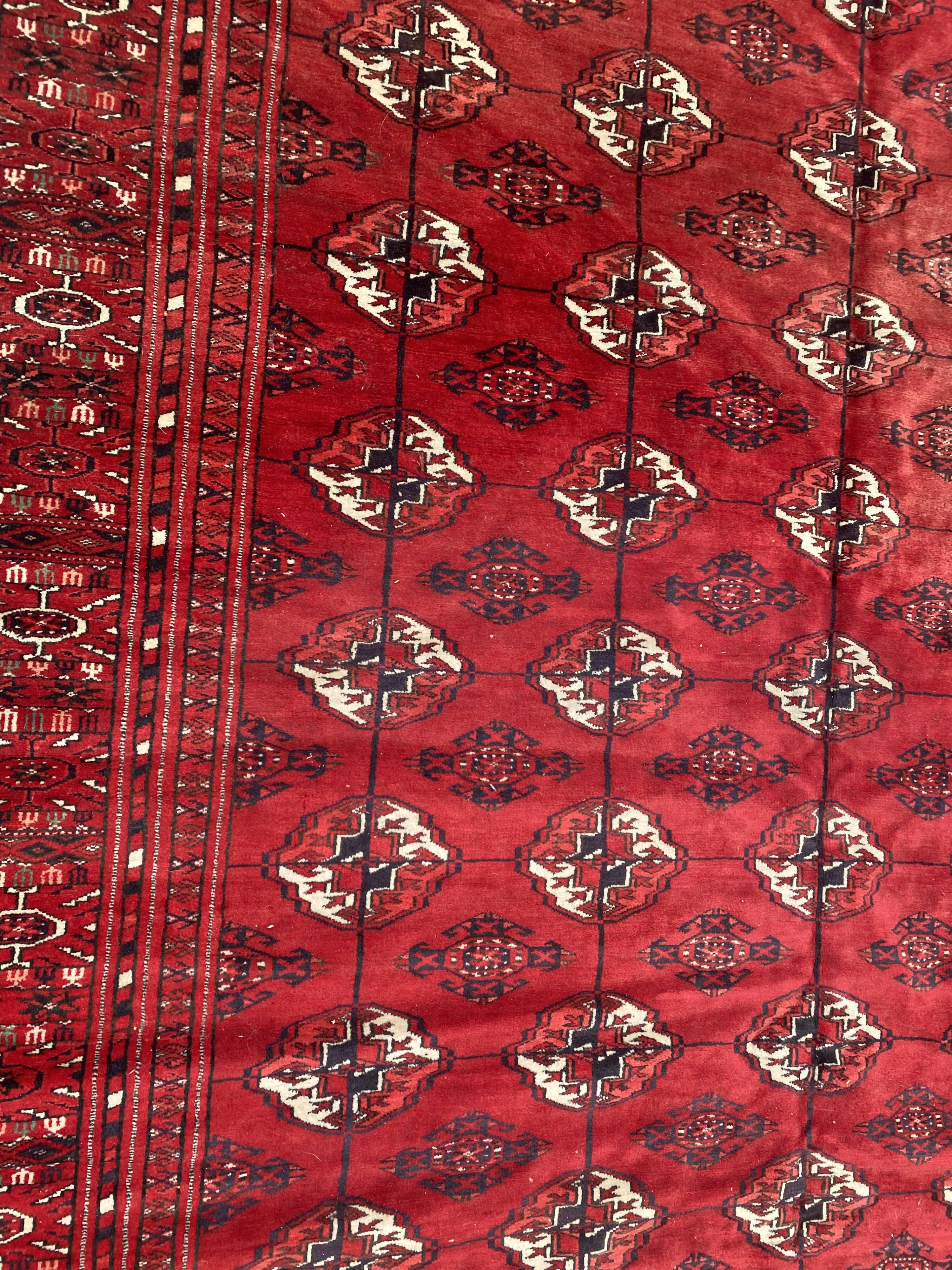 Nice big vintage carpet Bokhara handmade 200x282 cm