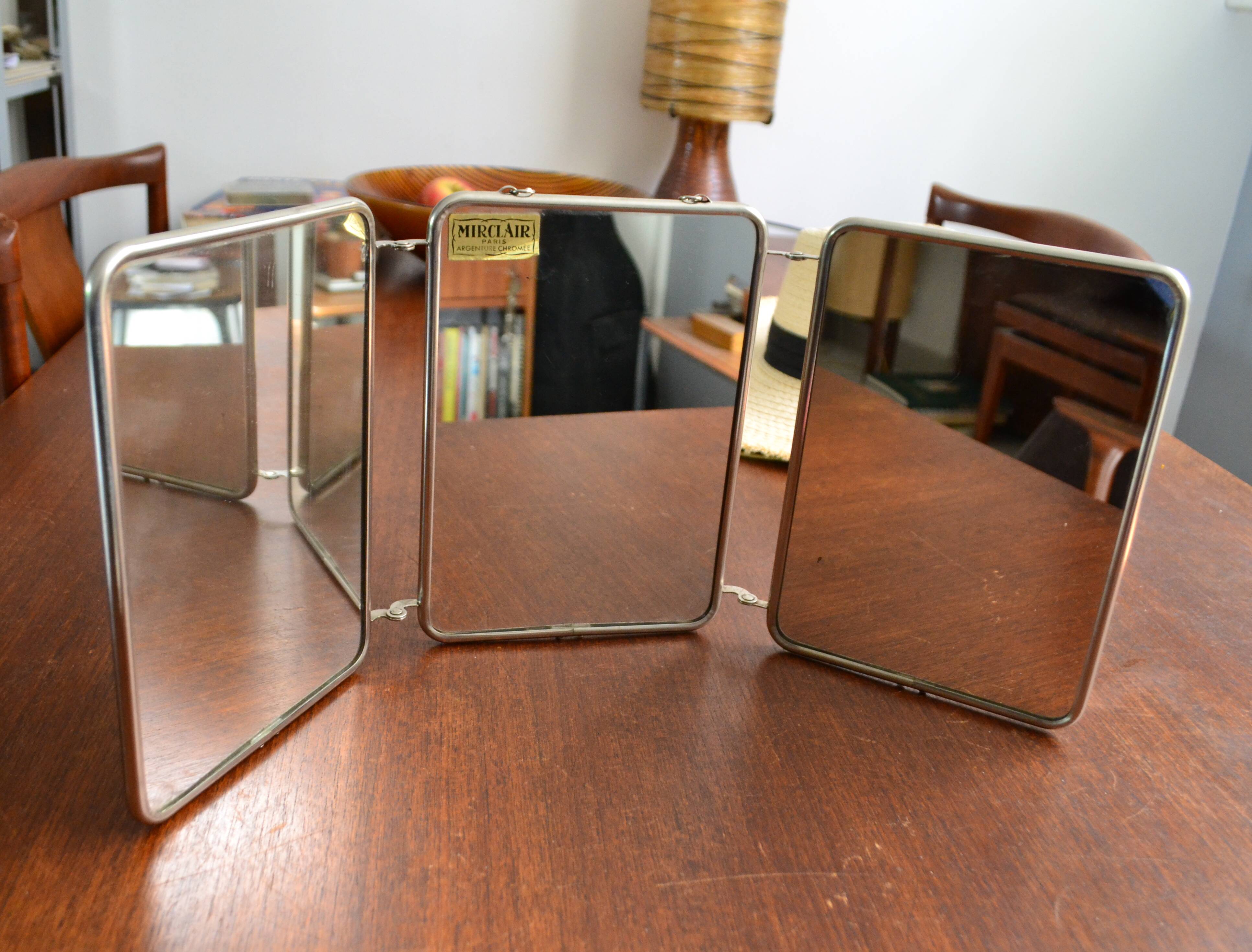 Miroir de barbier triptyque années 50/60