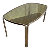 Vintage chrome table and smoked glass 1970