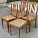 4 Art Deco chairs in solid oak with caning from the 1920s.