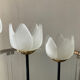 Trio of glass and metal candle holders