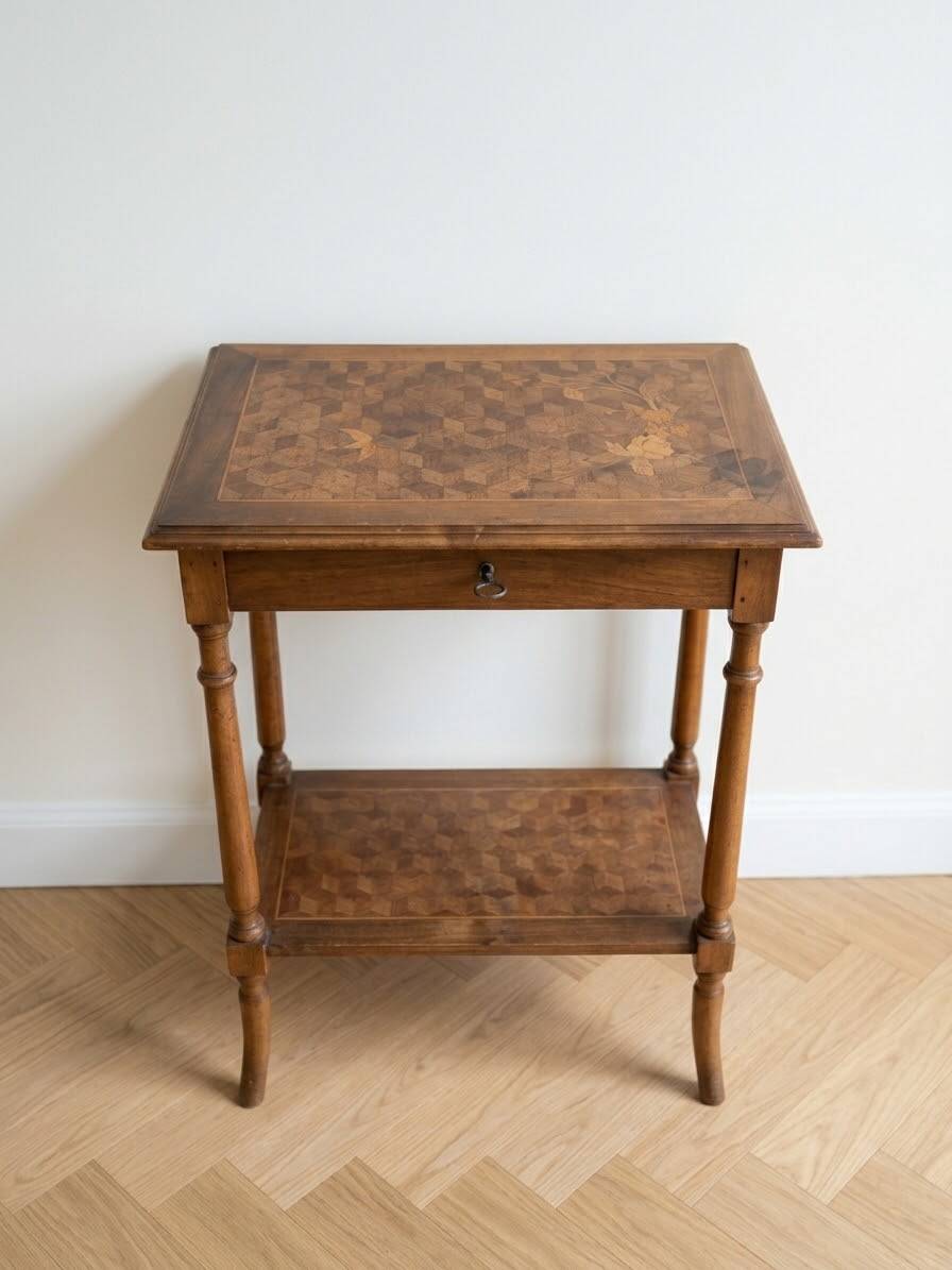 Antique marquetry wooden dresser