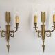 Vintage French Empire Arrow & Quiver Eagle Head Bronze Double Wall Sconces