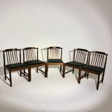 Set of 5 chairs in rosewood and leather seat BREOX edition - 1960