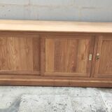 Large four-door row of industrial furniture in raw wood design