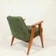 Fauteuil vintage vert mousse, bois de chêne, entièrement restauré