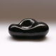 Biomorphic vacuum-pocket cup - black modeled ceramic - 1950's