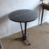 Round bistro table in black marble from the 1950s