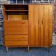 Combined modernist secretary, shelves, closet, wardrobe, vintage, 60s
