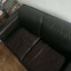 Vintage black leather 2-seater sofa - Corbusier style
