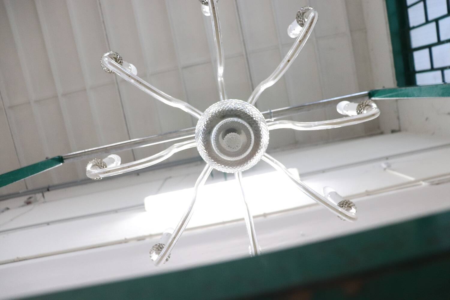 Vintage Clear Murano Glass Chandelier, 1980s