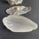 Gravy boat or oyster butter dish – Maurice Gouaillé – Silver plated metal & satin glass