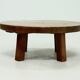 Table basse ronde rustique en chêne massif, années 1970