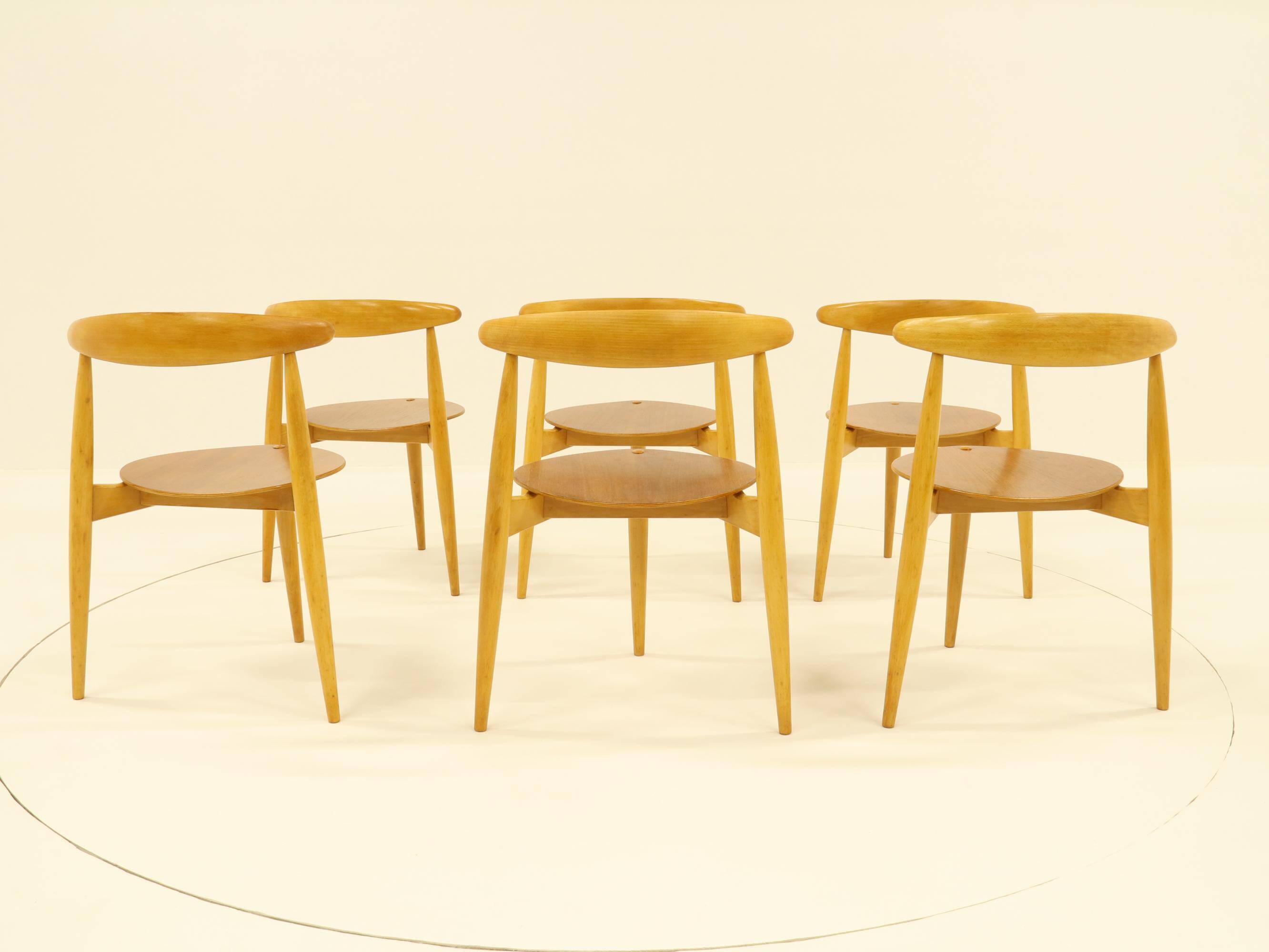 Heart dining set, designed by Hans Wegner for Fitz Hansen,  Denmark 1960s