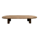 XXL oval coffee table in solid oak, cylindrical base, 1950s.