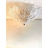 Luxury Venetian White Graniglia Leaf Murano Glass Ceiling Flush Mount