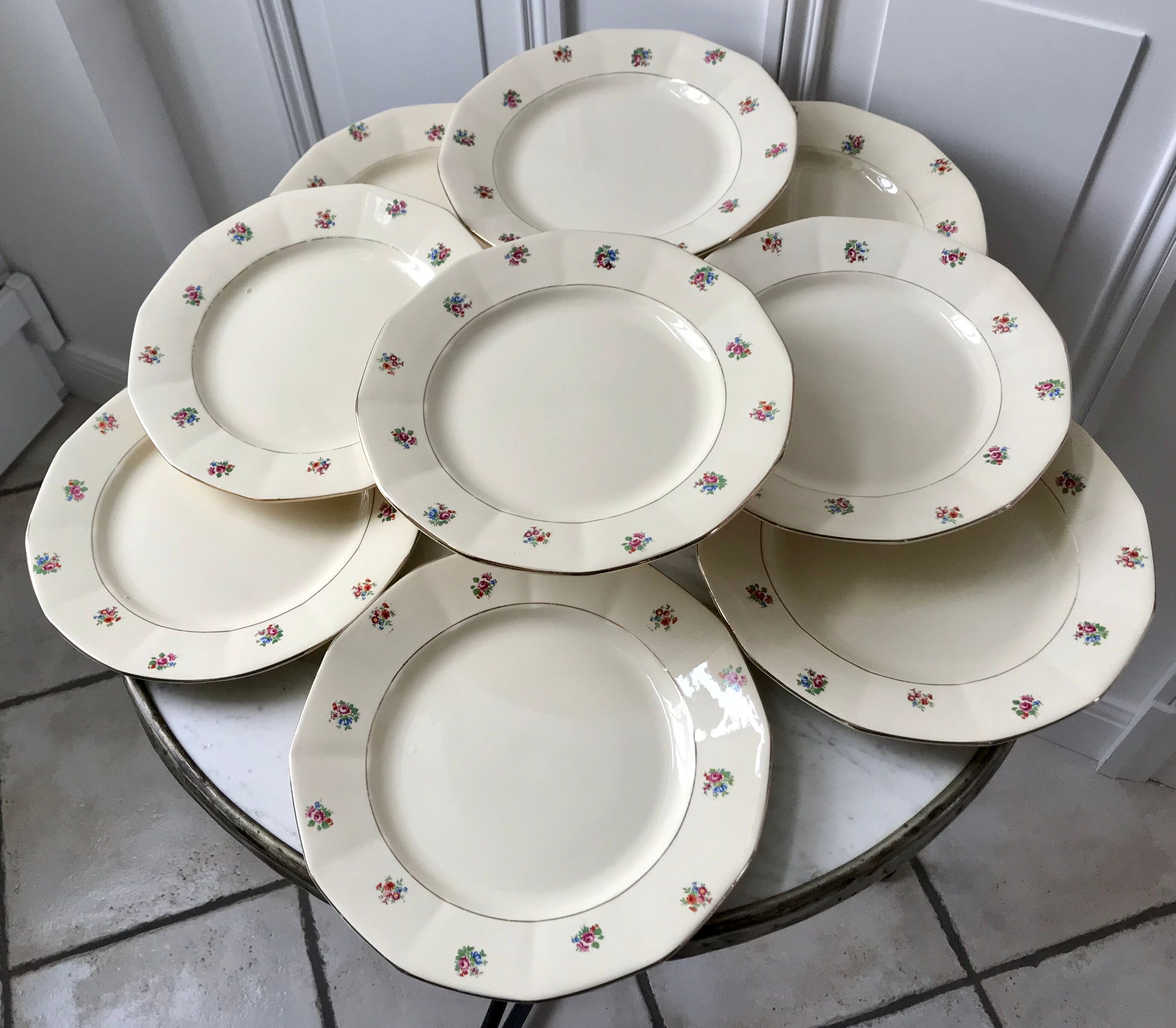Set of 9 flat plates Digoin Sarreguemines years 40-50