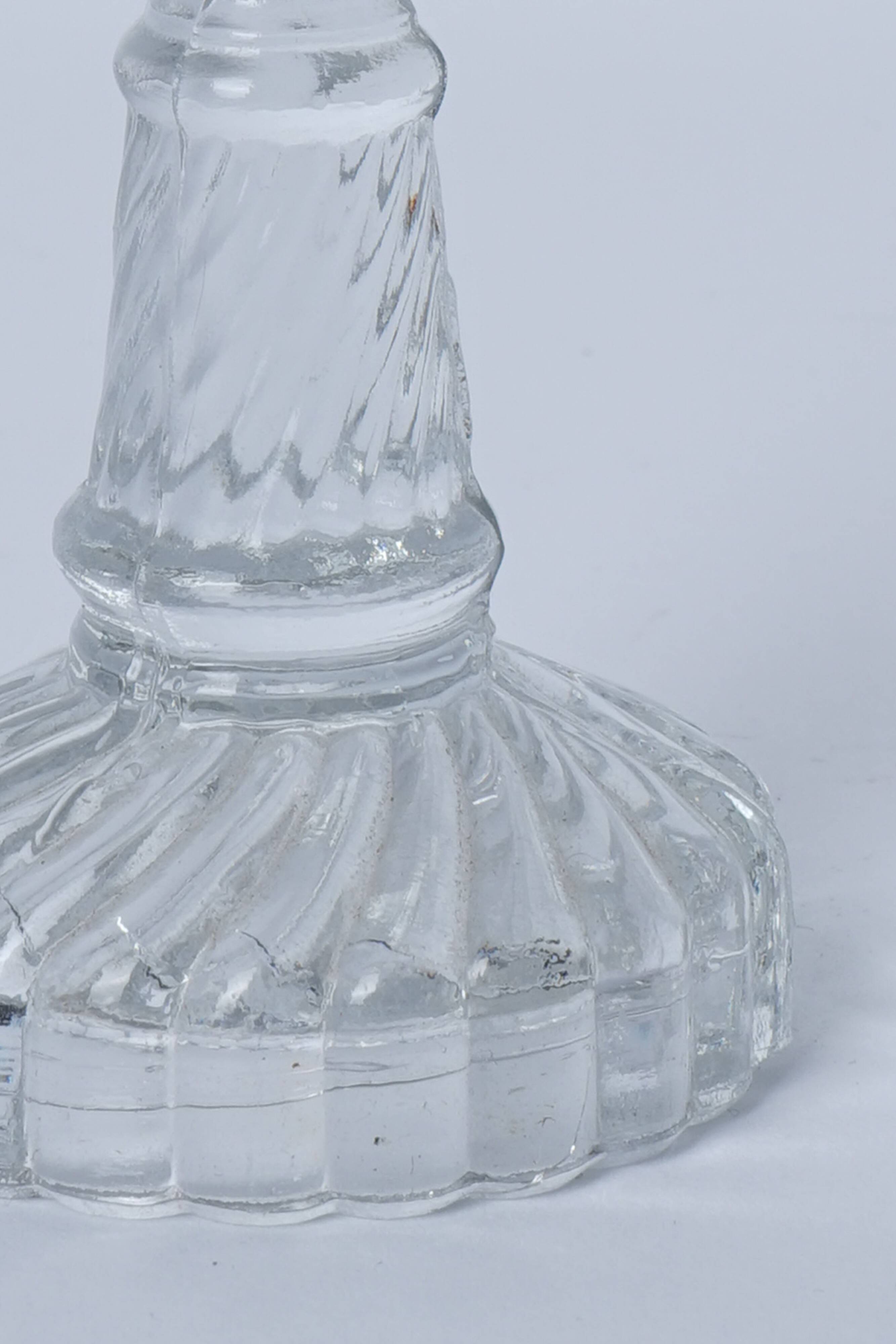 Set of 2 transparent glass candle holders