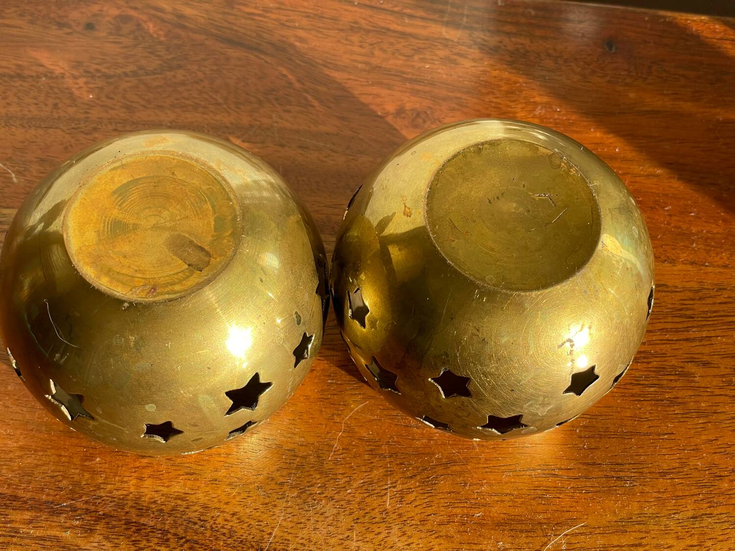 Pair of brass candle holders