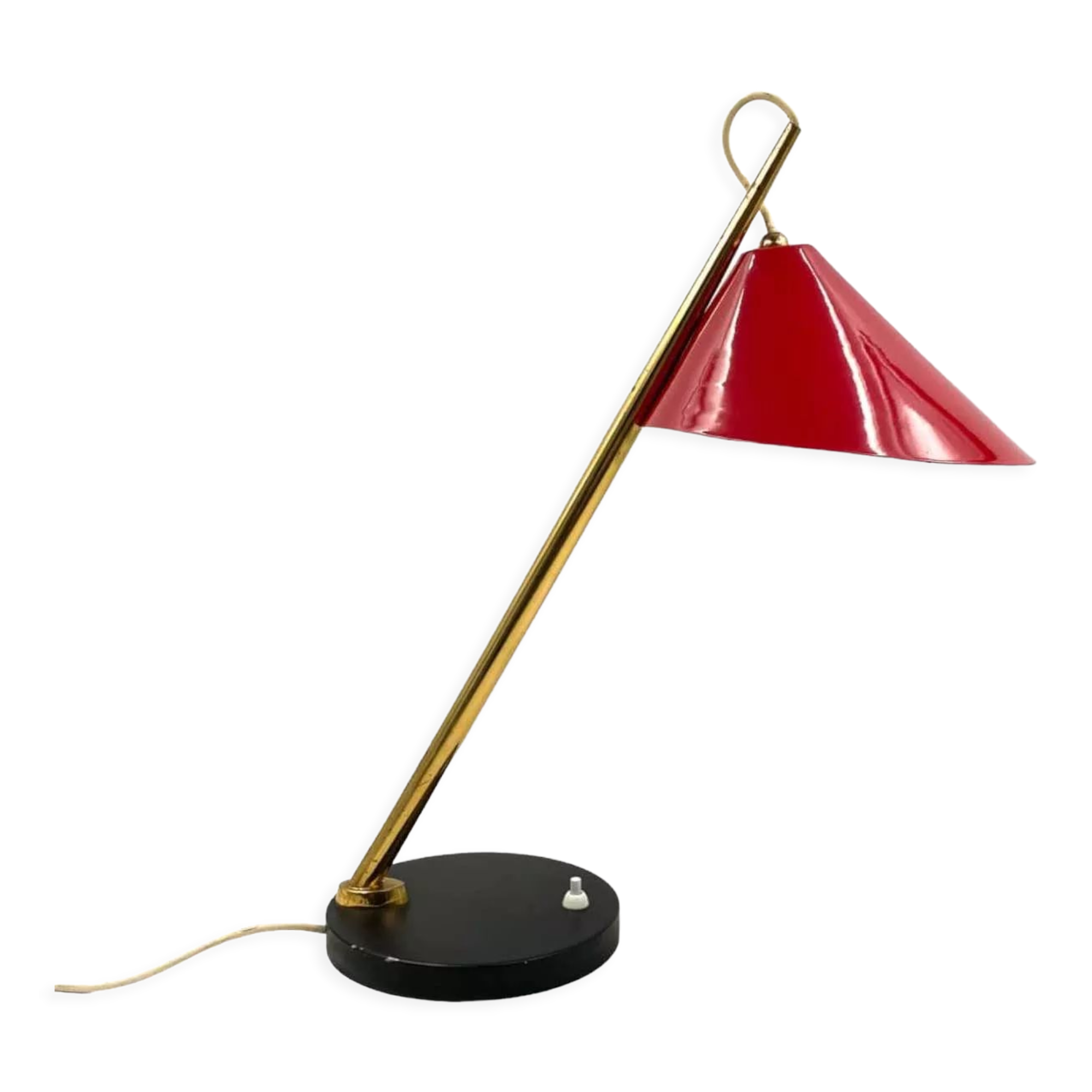 Mid-century red table lamp, Lumen Italy 1960s