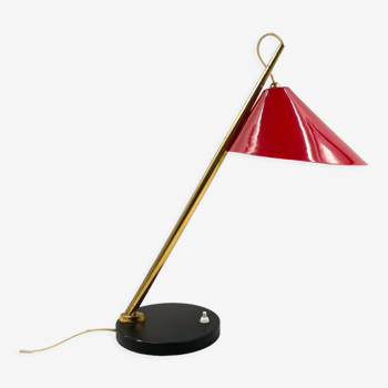 Lampe de table rouge du milieu du siècle, Lumen Italie Années 1960