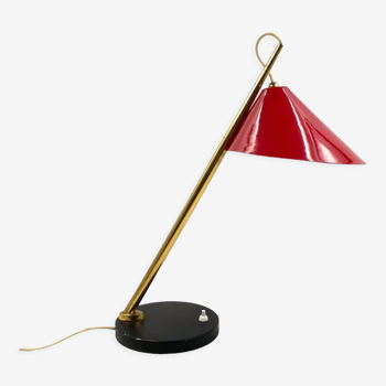 Mid-century red table lamp, Lumen Italy 1960s