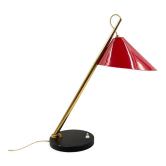 Lampe de table rouge du milieu du siècle, Lumen Italie Années 1960