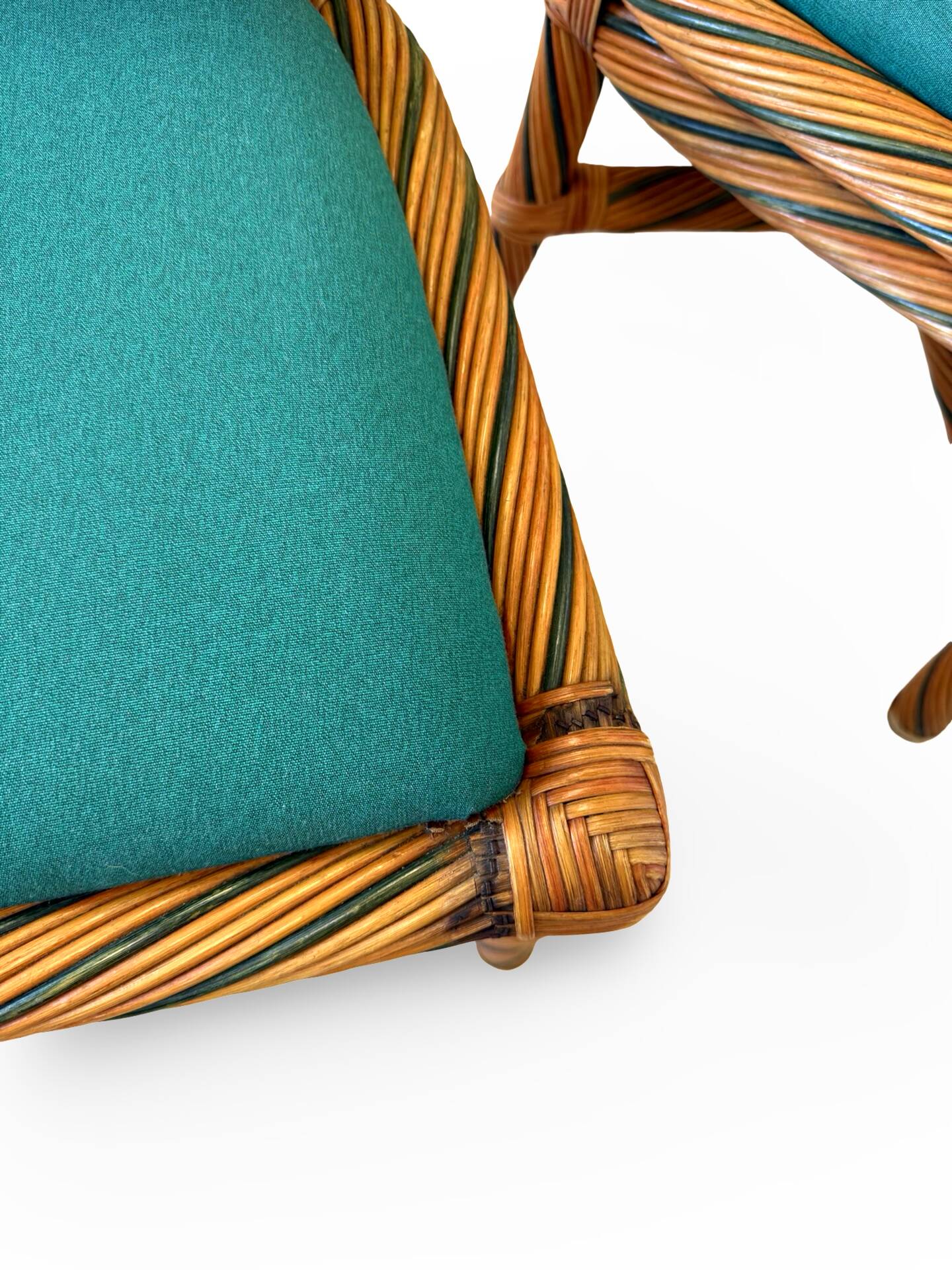 Set of six vintage bamboo and rattan dining chairs