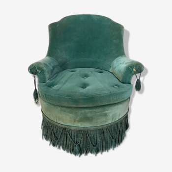 Blue duck velvet armchair