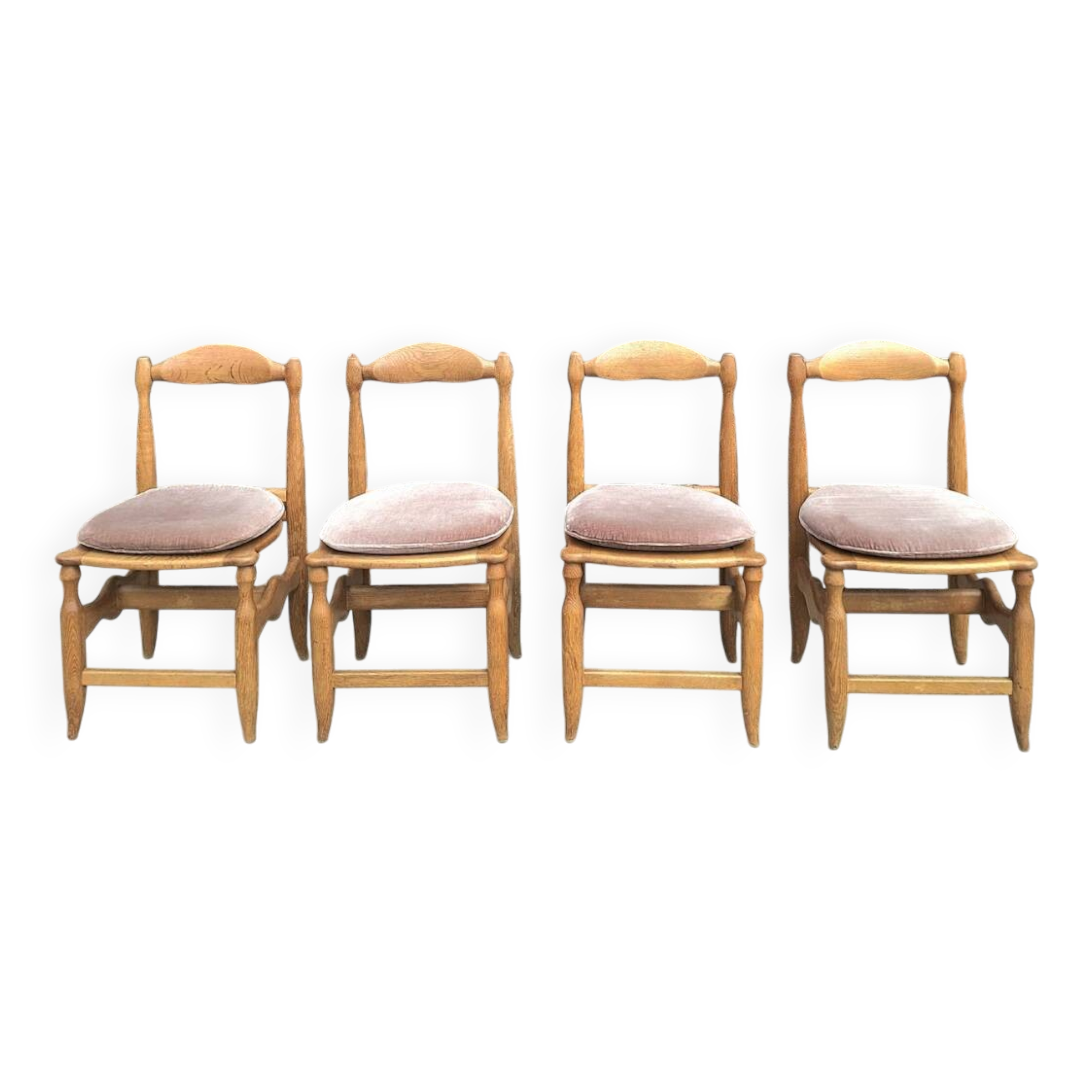Set of 4 Guillerme and Chambron Charlotte model chairs, vintage seats