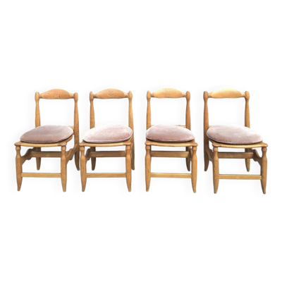 Suite de 4 chaises Guillerme et Chambron modèle Charlotte, sièges vintage