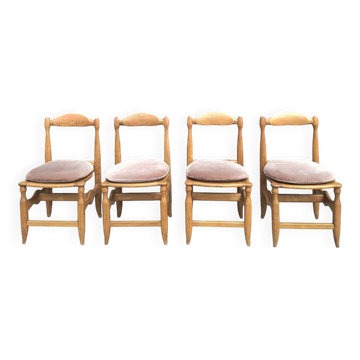 Suite de 4 chaises Guillerme et Chambron modèle Charlotte, sièges vintage