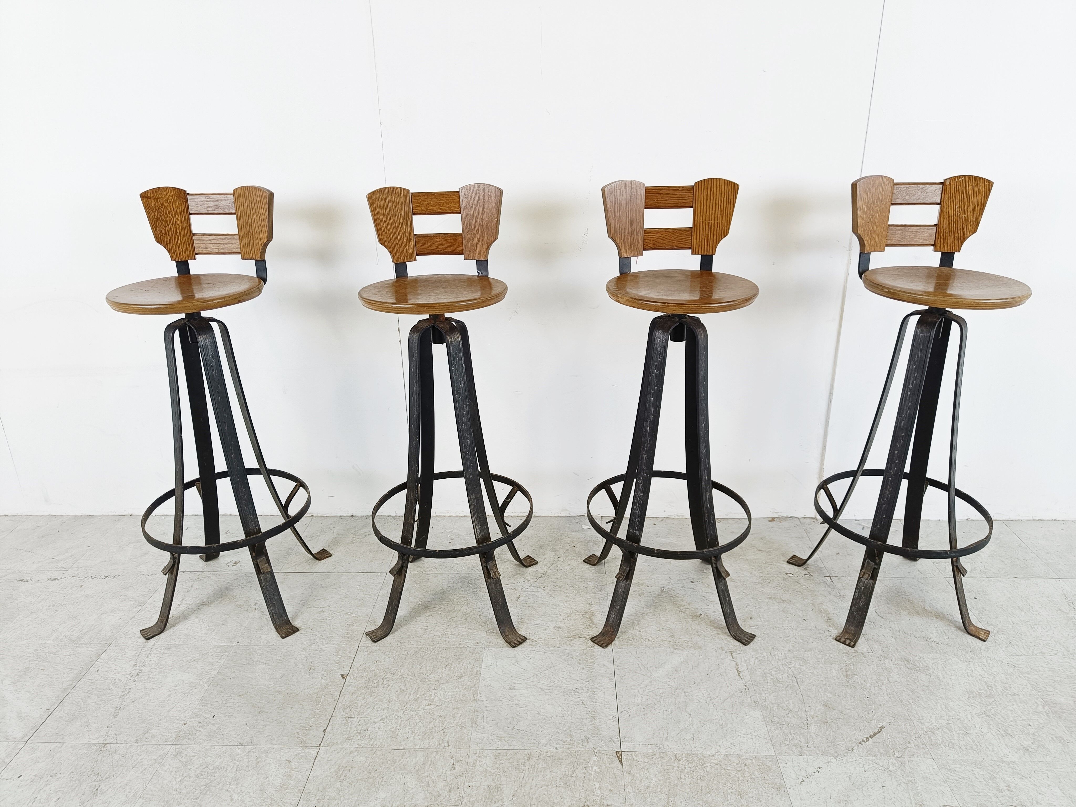 Vintage brutalist bar stools, 1970s