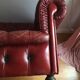 Sofa chesterfield 2-3 places leather bordeaux