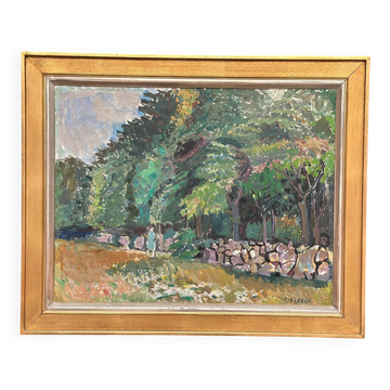 Large Original Swedish Oil on Canvas – “Stenmuren, from Grönet, Brantevik”