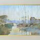 Watercolor Painting Pierre BONTEMPS (1886-1940) Seaport 1907 Brittany?