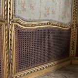 Paravent à 3 feuilles de la fin du xixe en bois doré et sculpté de style louis xvi
