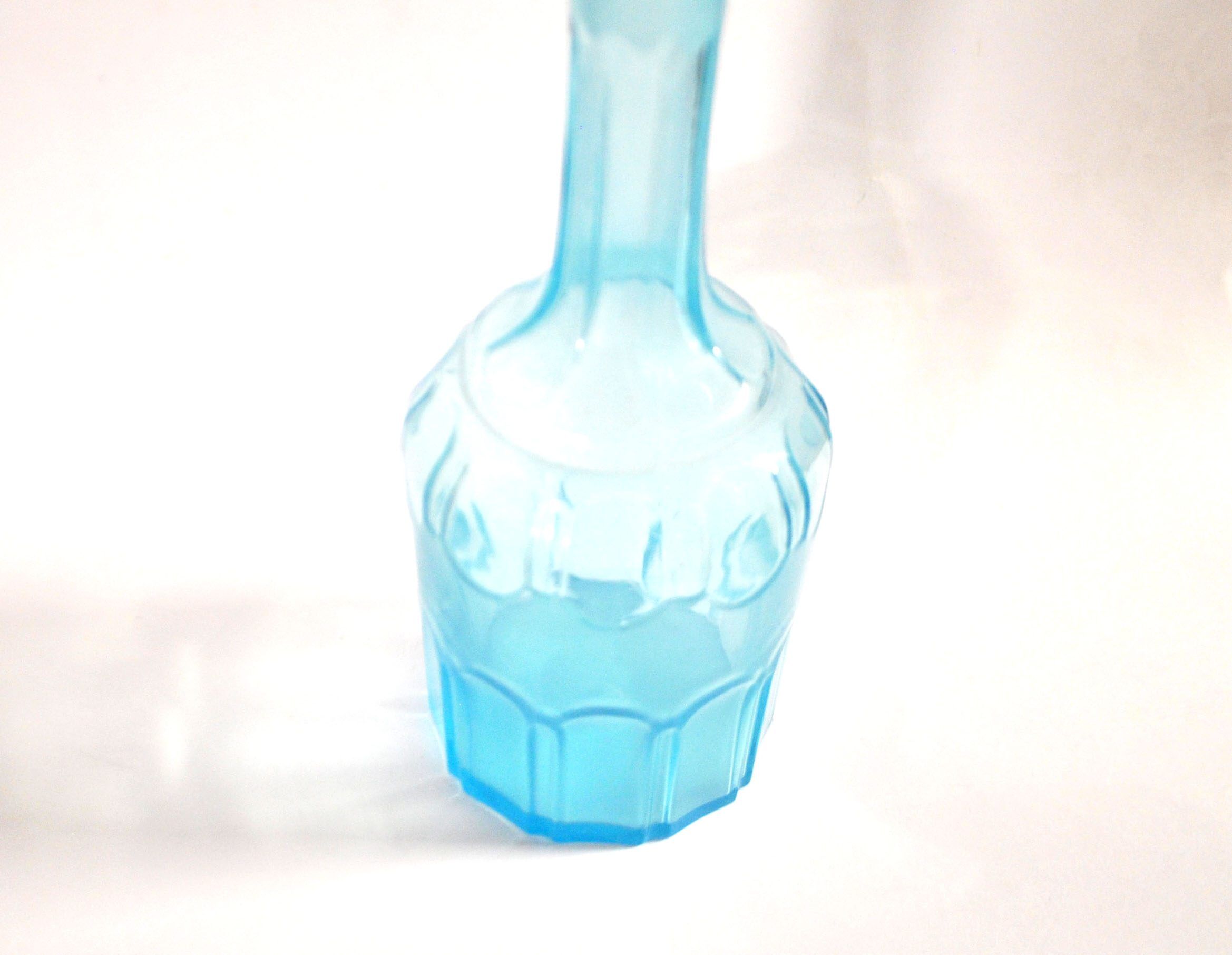 Vintage glass carafe in light blue blown glass 22cm