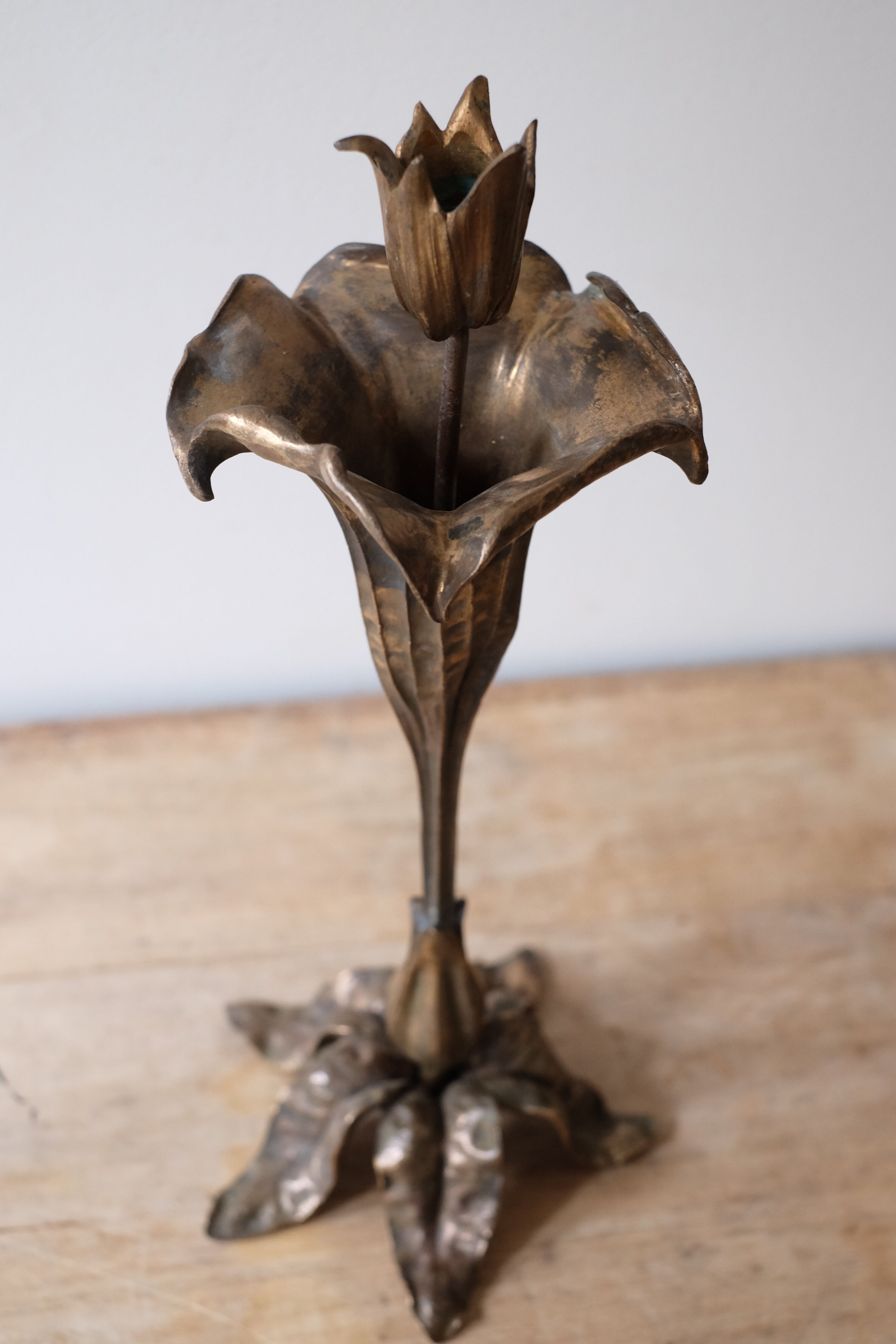 Art Nouveau bronze candle holder