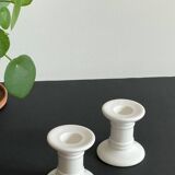 Pair of White Ceramic Candlesticks