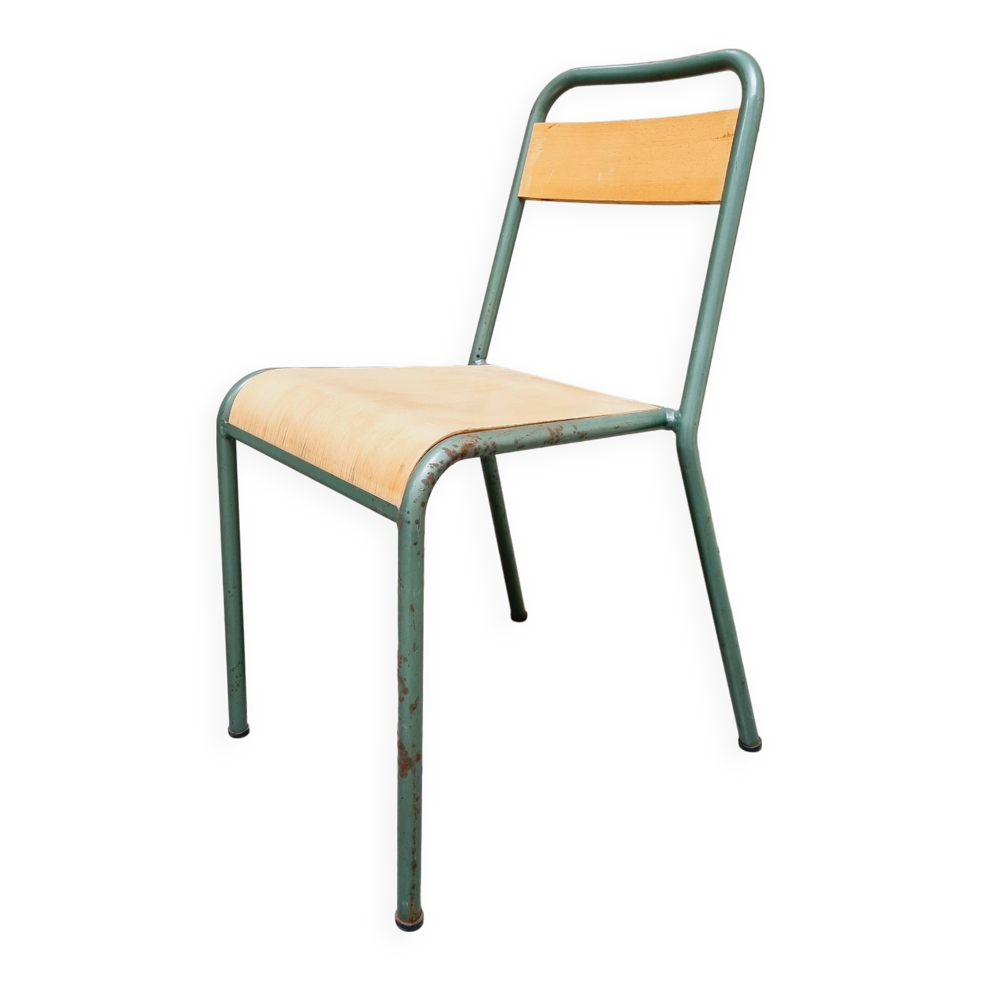 Chaise d'écolier en métal vintage