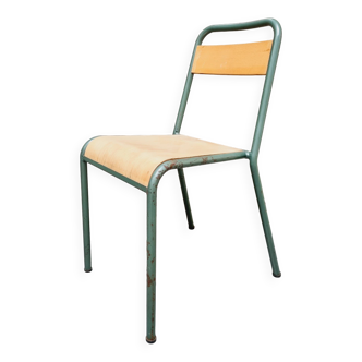 Chaise d'écolier en métal vintage