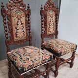 Pair of twisted oak chairs