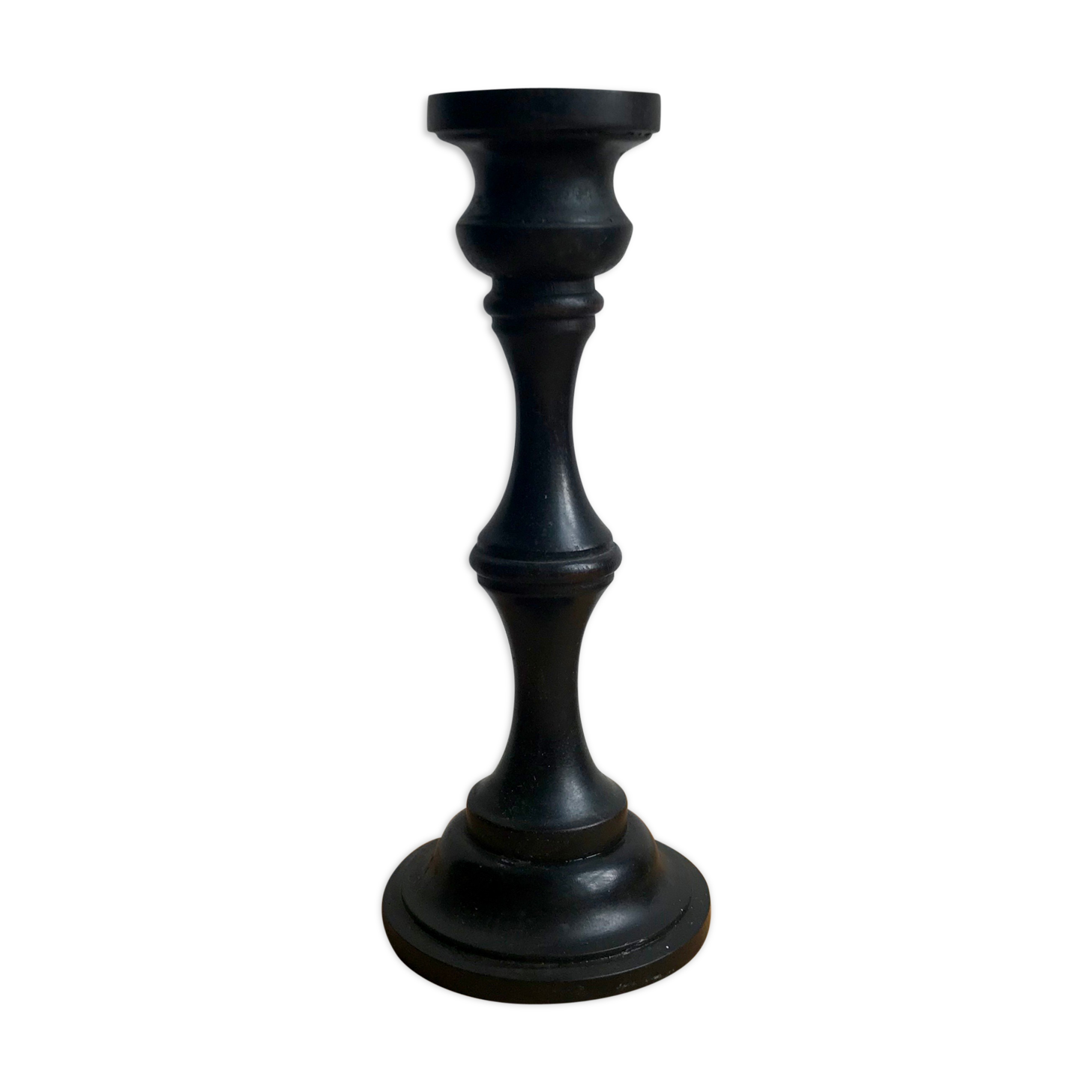 Black wooden candlestick