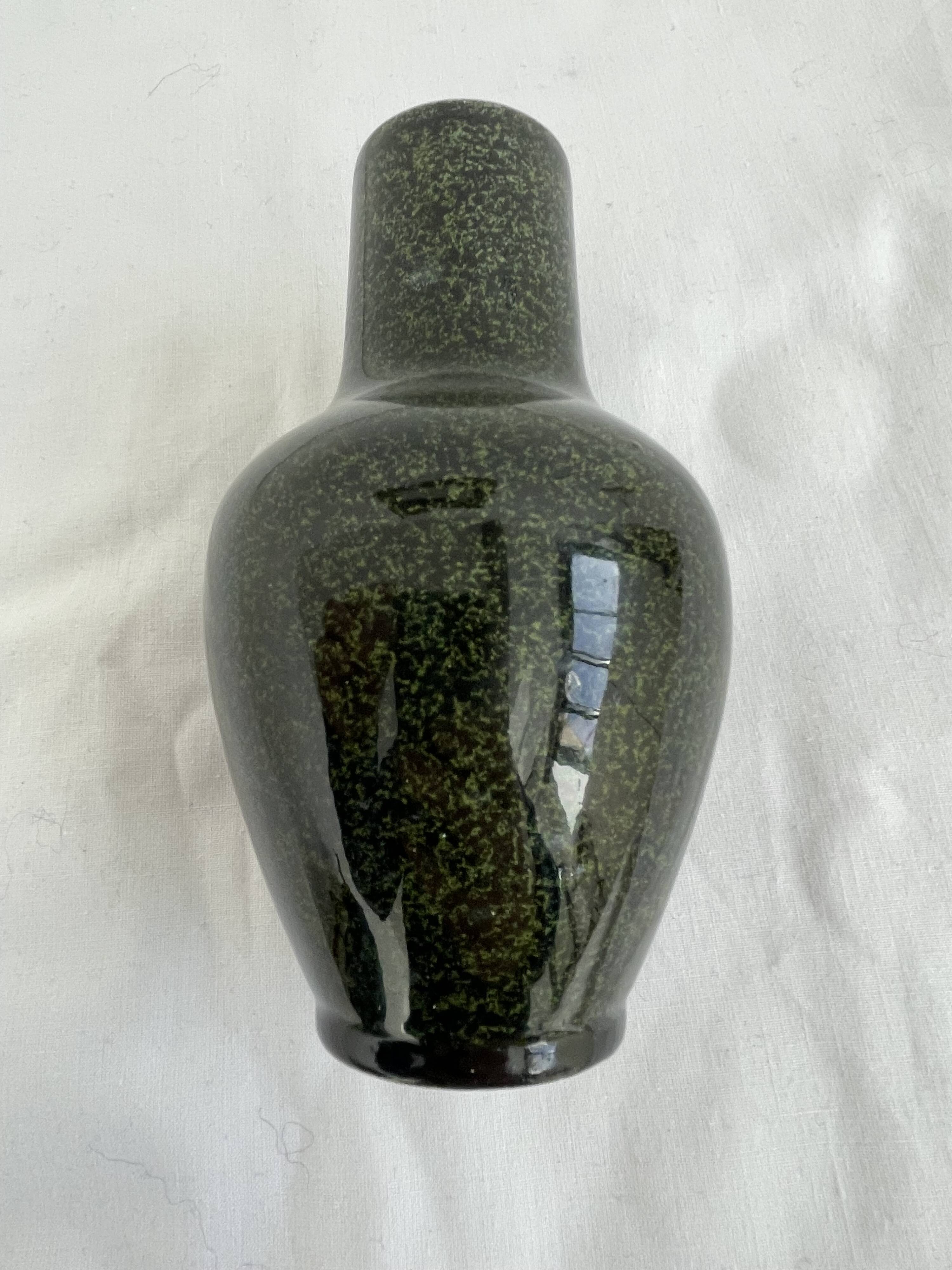 Vase, Sèvres glazed earthenware, glaze, speckled green, spotted, Miletus, 19th century, elegant, decorative