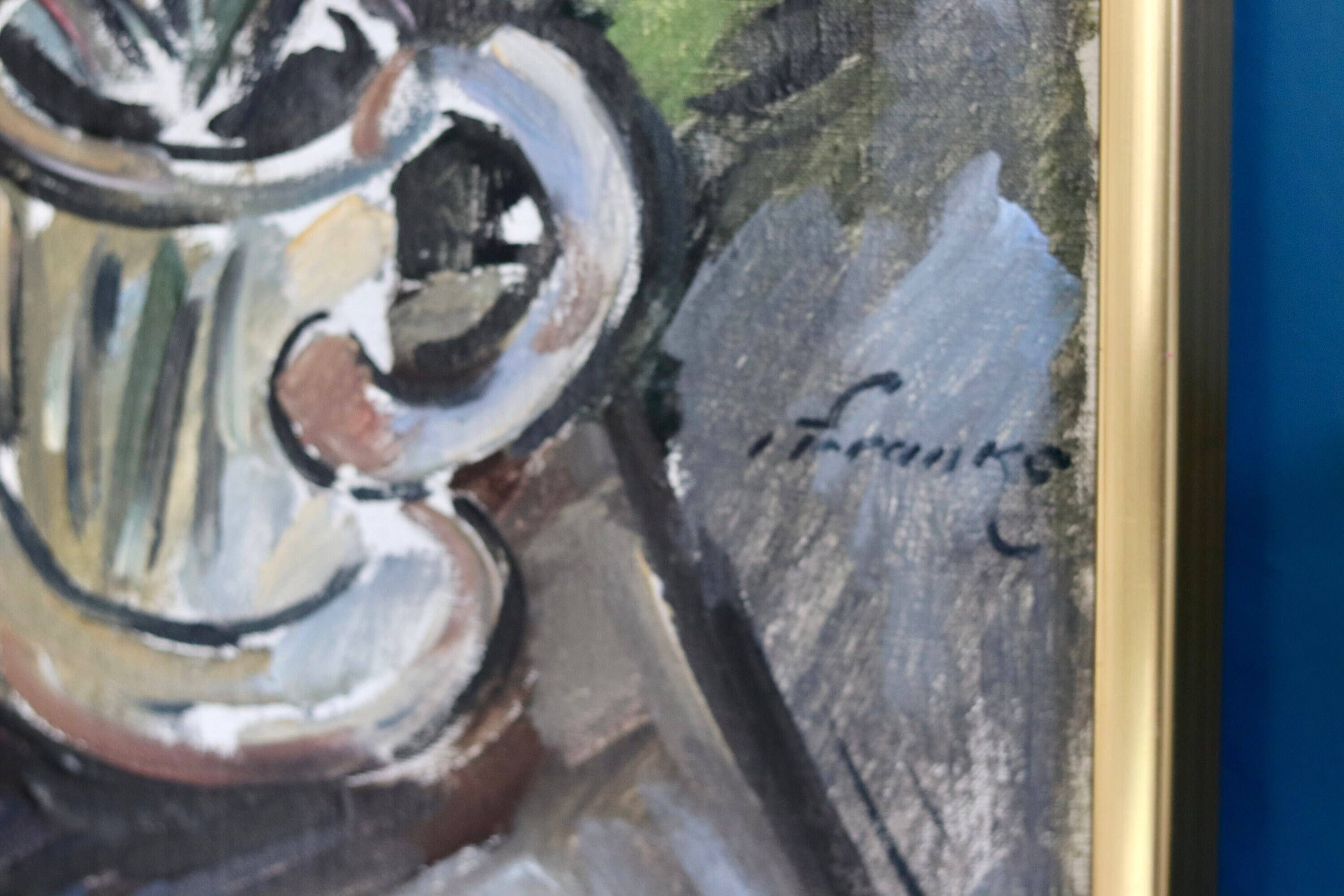 Original Swedish oil on canvas from the mid-century "Vase" by I Franke (1913-1999) - Framed