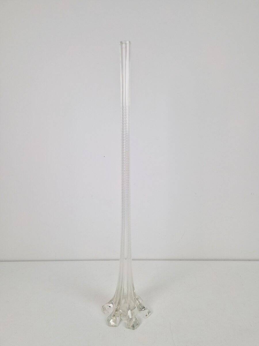 Art Nouveau French Gladioli Fluted Glass Vase, 1920s