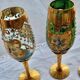 Lot 6 glasses Murano Venice gilded floral decoration in relief