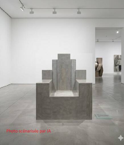 Architectural armchair in polished concrete – Unique artisan piece.