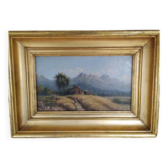 Oil on canvas signed Emile Gochaux Pyrenees, circa 1900